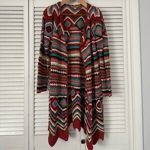 Wrangler Multicolor Chevron Boho Knit Sweater EUC